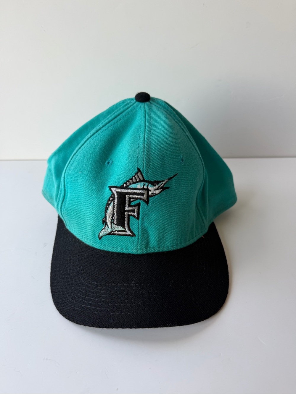 Vintage 1990s Florida Marlins Sports Specialties Snapback Hat Cap Teal Korea